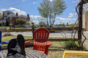 Relaxing in the front yard at the Asheville Nurse Guest House
